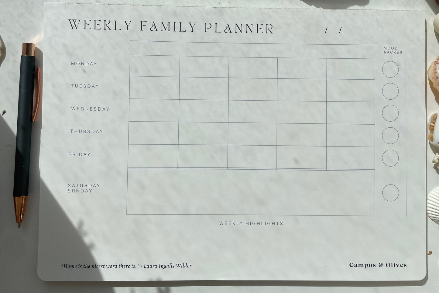 Weekly Family Planner
